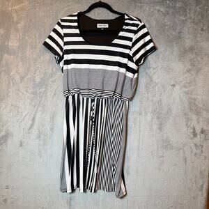 Shelby & Palmer Black White Stripe Dress Petite 12P